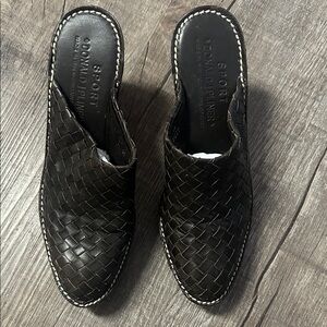Donald J. Pliner woman Dark Brown Woven Slip-Ons